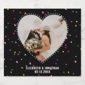 モダンお洒落エレガントハート写真結婚s リキュールボトルラベル (シングルラベル)