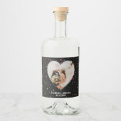 モダンお洒落エレガントハート写真結婚s リキュールボトルラベル (正面)