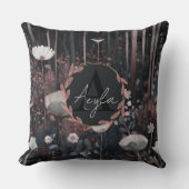 モダンお洒落エレガント花モノグラム クッション (正面)