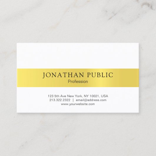 モダンお洒落エレガント金ゴールドジュエリー店 名刺 (正面)