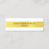 モダンお洒落エレガント金ゴールドデザイントレンディープレーン スキニー名刺 (正面)