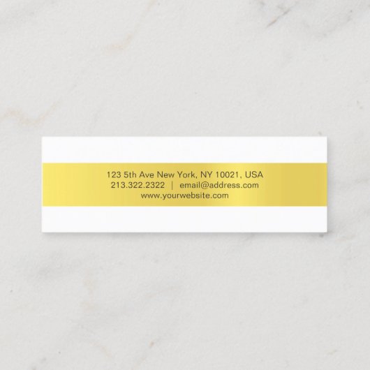 モダンお洒落エレガント金ゴールドデザイントレンディープレーン スキニー名刺 (裏面)