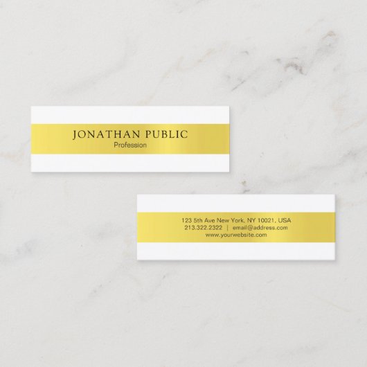 モダンお洒落エレガント金ゴールドデザイントレンディープレーン スキニー名刺 (正面/裏面)