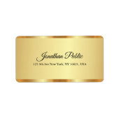 モダンお洒落エレガント金ゴールド手書きスクリプト名 ラベル (正面)