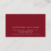 モダンお洒落エレガントFirebrick Red Business Card 名刺 (裏面)