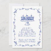 モダンお洒落カップケーキドードル卒業パーティー 招待状 (正面)