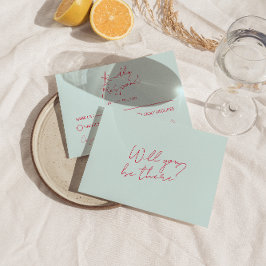 モダンお洒落カラフルファンキーレトロ結婚おもしろい 出欠カード