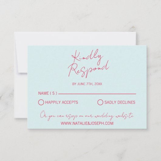 モダンお洒落カラフルファンキーレトロ結婚おもしろい 出欠カード (正面)