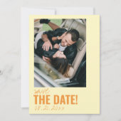 モダンお洒落カラフルユニーク写真結婚の セーブザデート (正面)