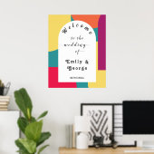 モダンお洒落カラフルGroovy結婚の歓迎 ポスター (ホームオフィス)