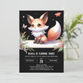 モダンお洒落キツネ誕生日 招待状 (スタンド正面)