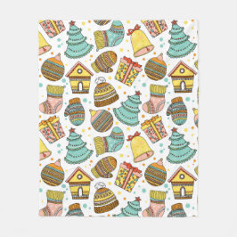 モダンお洒落クリスマスフェスティバルパターン フリースブランケット