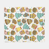 モダンお洒落クリスマスフェスティバルパターン フリースブランケット (正面(横))