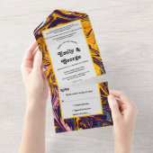 モダンお洒落スタイリッシュカラフル結婚抽象芸術 オールインワン招待状 (貼ってはがせる)