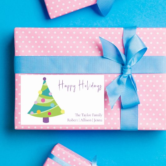 モダンお洒落ツリー |ファミリ名 長方形シール