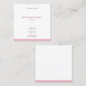 モダンお洒落デザインピンクホワイトプレーン洗練 スクエア名刺 (正面/裏面)