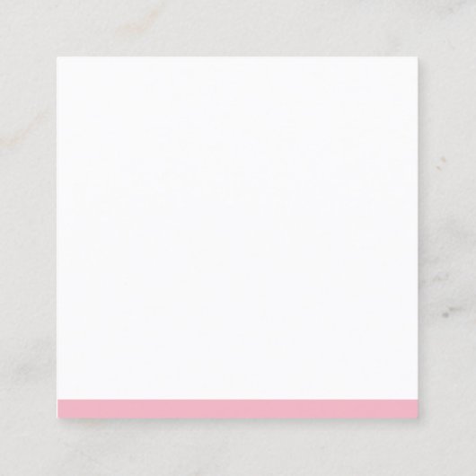 モダンお洒落デザインピンクホワイトプレーン洗練 スクエア名刺 (裏面)