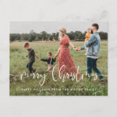 モダンお洒落フォントメリー・クリスマス家族の写真 ポストカード (正面)