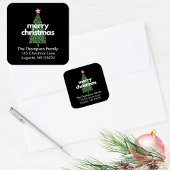 モダンお洒落差出人住所ラベル スクエアシール