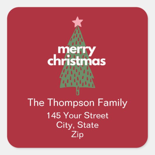 モダンお洒落差出人住所ラベル スクエアシール (正面)