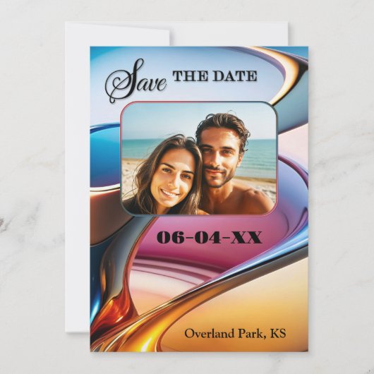 モダンお洒落抽象芸術・アート写真の保存日付 案内状 (正面)