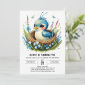 モダンお洒落林鳥誕生日 招待状 (スタンド正面)