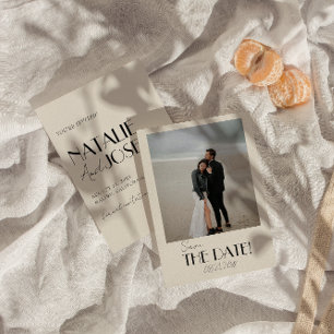 モダンお洒落結婚フランスのレトロ写真ユニークs セーブザデート