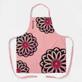 モダンお洒落花インピンクカスタム文字 エプロン (正面)