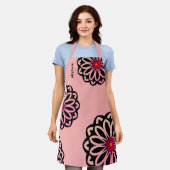 モダンお洒落花インピンクカスタム文字 エプロン (着用した状態)