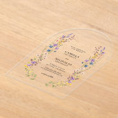 モダンお洒落花結婚の アクリル招待状 (レイダウン)