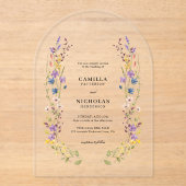 モダンお洒落花結婚の アクリル招待状 (正面)