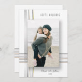 モダンお洒落金ゴールドと銀ドロップシャドウ写真 (正面/裏面)