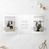 モダンお洒落金ゴールドと銀ドロップシャドウ写真 三つ折りカード (内部)