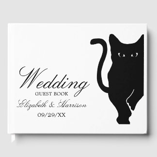 モダンお洒落黒猫結婚の ゲストブック