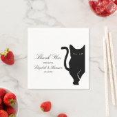 モダンお洒落黒猫結婚の スタンダードカクテルナプキン (インサイチュ)