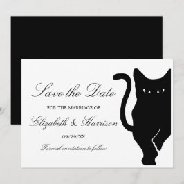 モダンお洒落黒猫結婚の セーブザデート