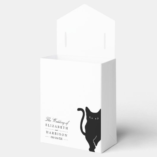 モダンお洒落黒猫結婚の フェイバーボックス (オープン)