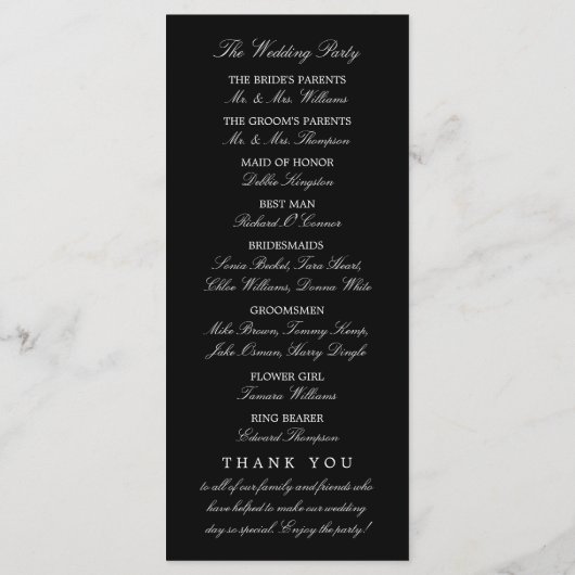 モダンお洒落黒猫結婚の プログラム (裏面)