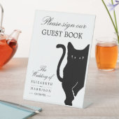 モダンお洒落黒猫結婚の 台座サイン (インサイチュ)