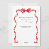 モダンお洒落Bow Curved Photo Chrimas シーズンカード (裏面)