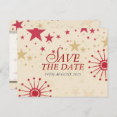 モダンお祝いスター日付はがきを保存 案内ポストカード (正面/裏面)