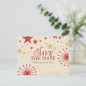 モダンお祝いスター日付はがきを保存 案内ポストカード (スタンド正面)