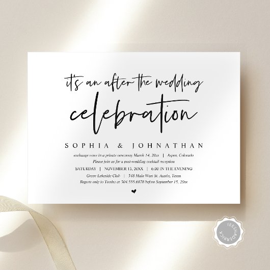 モダンお祝い後の結婚駆け落ち 招待状