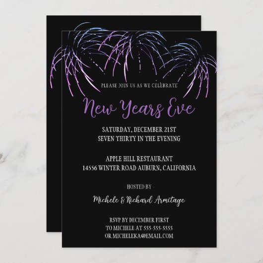 モダンお祝い新年招待状 招待状 (正面/裏面)