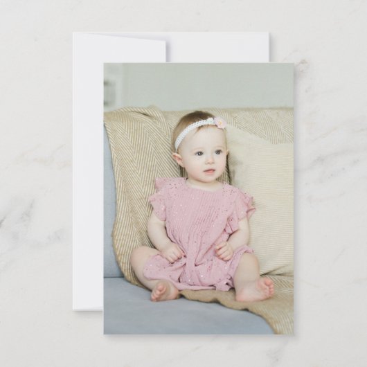 モダンお誕生日ケーキ最初の誕生日サンキューカード 招待状 (裏面)