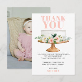 モダンお誕生日ケーキ最初の誕生日サンキューカード 招待状