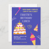 モダンお誕生日ケーキ インビテーションポストカード (正面/裏面)