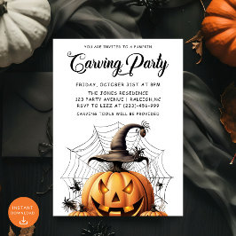 モダンかぼちゃ彫刻大人ハローウィンパーティ 招待状
