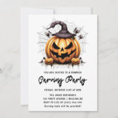 モダンかぼちゃ彫刻大人ハローウィンパーティ 招待状 (正面)