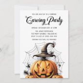 モダンかぼちゃ彫刻大人ハローウィンパーティ 招待状 (正面)